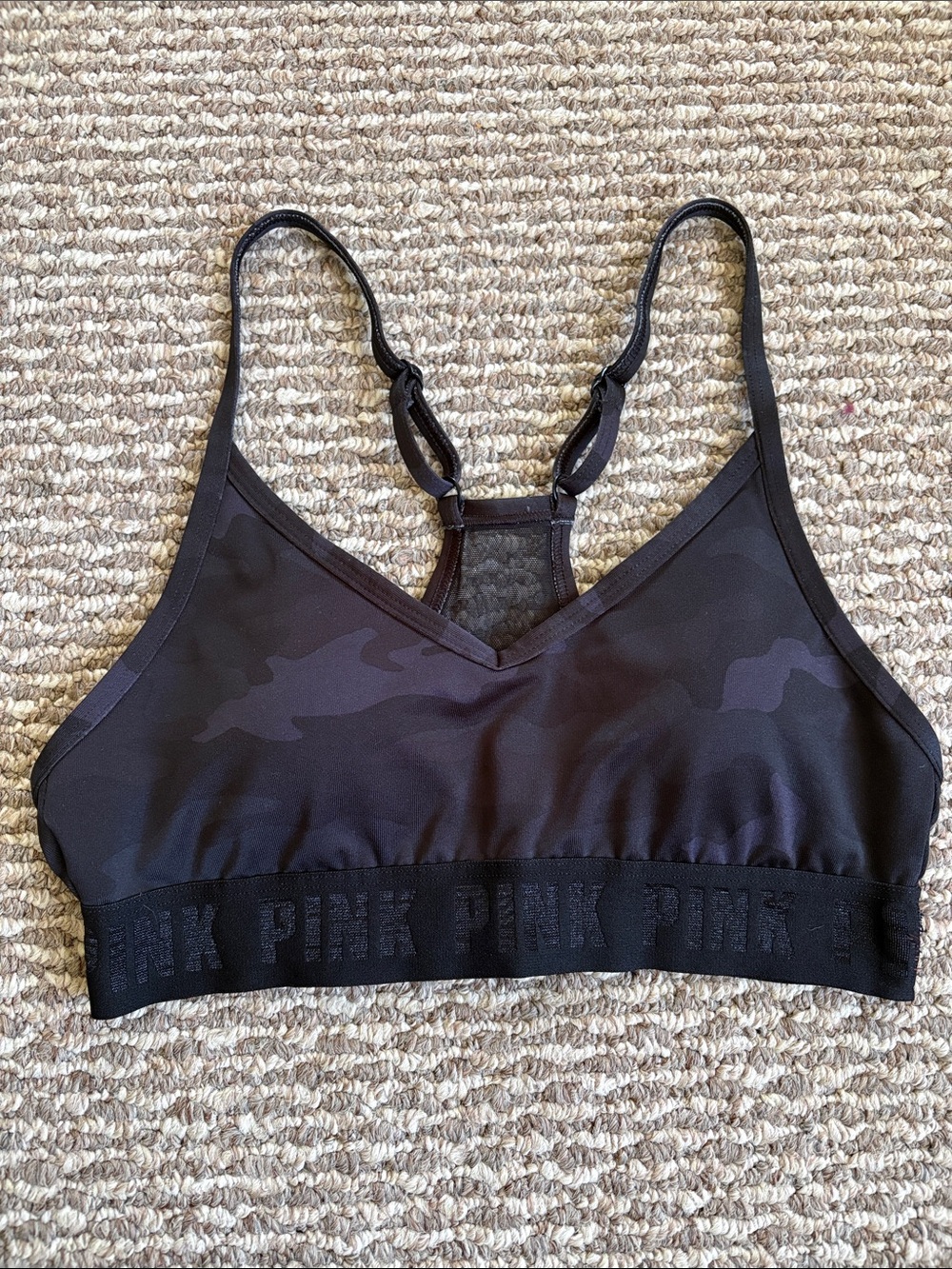 PINK Active Victoria's Secret Black Camo Wireless Sports Bralette